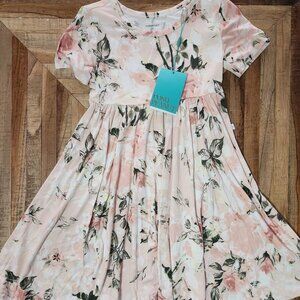 Posh Peanut Vintage Pink Rose Print Twirl Dress